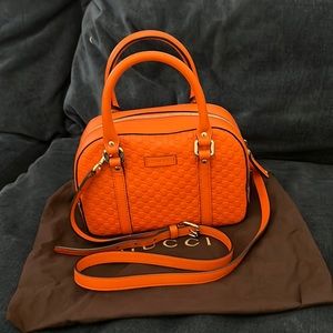 Gucci Orange Microguccisima Leather Satchel